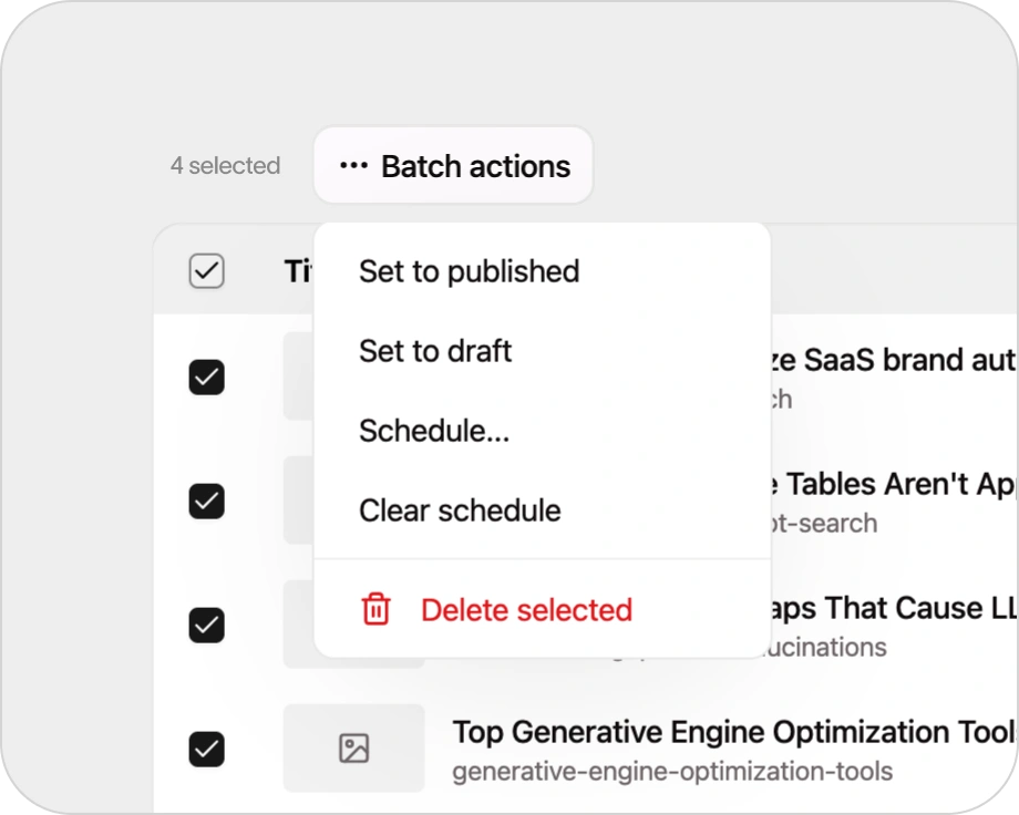 Batch actions